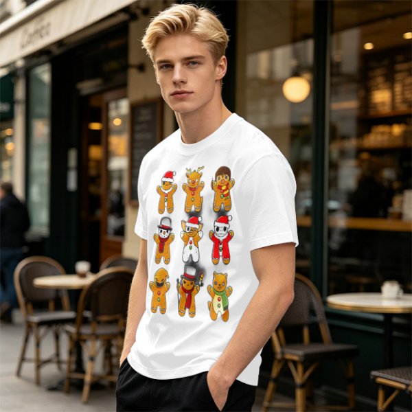 Olive Christmas Gingerbread Character Graphic T-Shirt