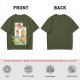 Olive graphic tee with Laser Cats retro comic print of kids holding laser cats