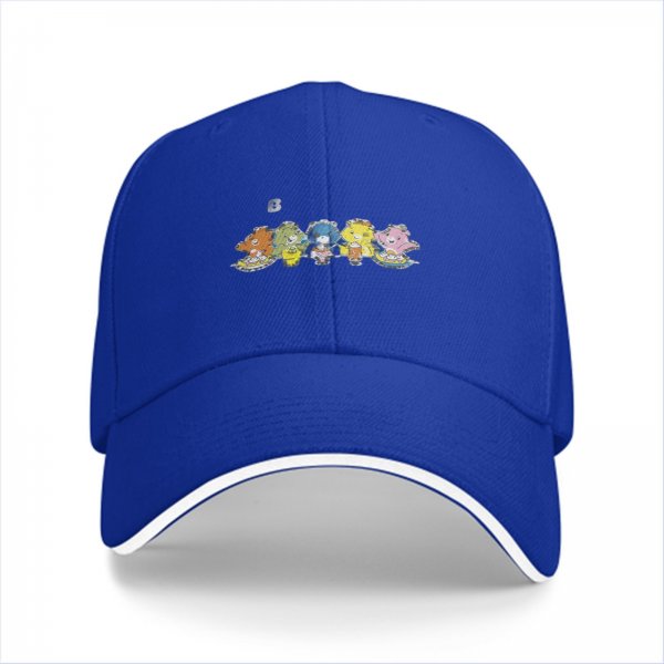 Black Baseball Cap With Colorful Cartoon Character Group Print
