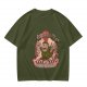 Olive T-shirt with parody monster anime graphic print
