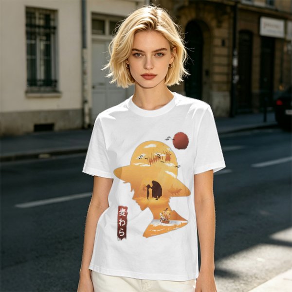 Anime Straw Hat Silhouette Graphic T-Shirt