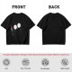 Olive T-shirt with a black cartoon cat holding a bloodied knife