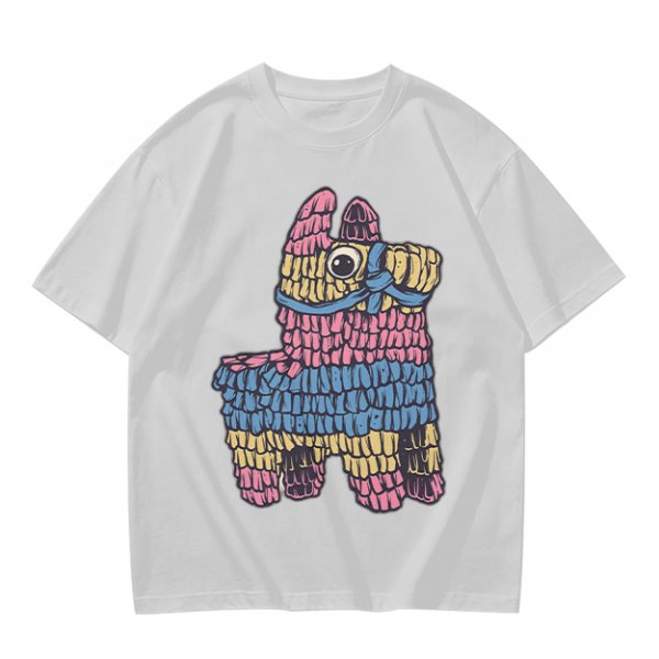 Olive T-Shirt With Colorful Donkey Pinata Graphic Print