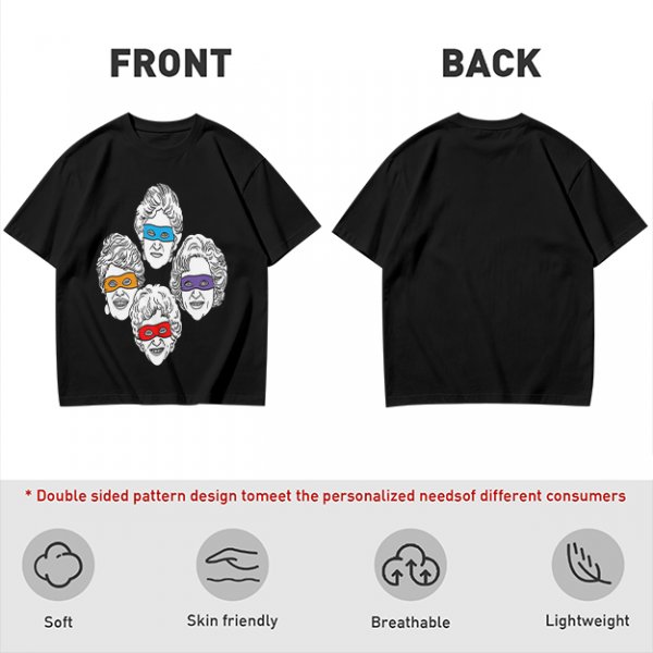 Olive T-Shirt With Golden Girls Ninja Turtle Masks Graphic