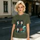 Olive Graphic Tee With Alien Stress Headache Themed Art