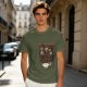 Black Coffee Skull Ghosts Graphic Olive Green T-Shirt