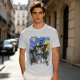 Olive T-Shirt With One Piece Straw Hat Pirate Ship Artwork