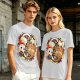Olive Green T-Shirt With Christmas Cat Gingerbread Candy Print