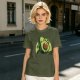 Olive Green T-Shirt with Cute Running Avocado Graphic