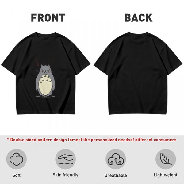 Olive T-shirt with Angry Totoro Graphic Print