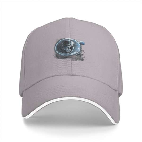 Black Baseball Cap With Cosmic Fetus In Bubble Graphic Design