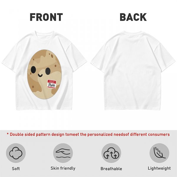 Olive T-Shirt With Cute Pluto Potato Character Graphic