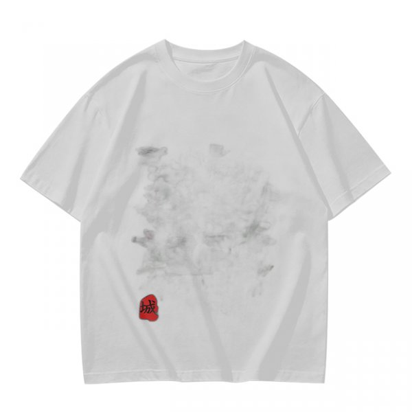 Oversized Olive Green T-Shirt with Red Stamp Detail