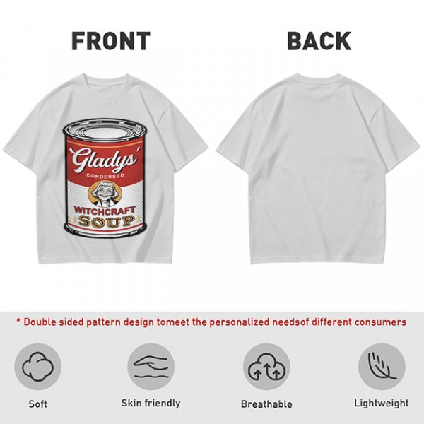 Olive T-Shirt With Gladys' Witchcraft Soup Can Graphic