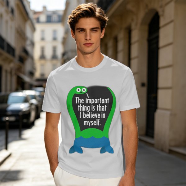 Olive T-Shirt With Dinosaur Graphic And Self Belief Text