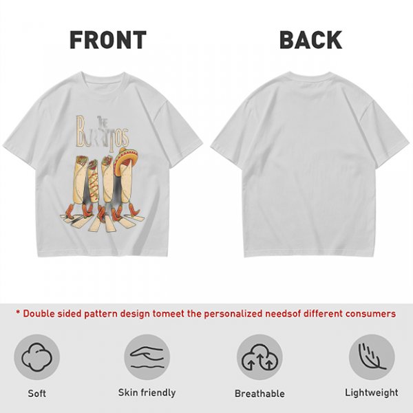 Olive T-Shirt With Walking Burritos Abbey Road Style Graphic