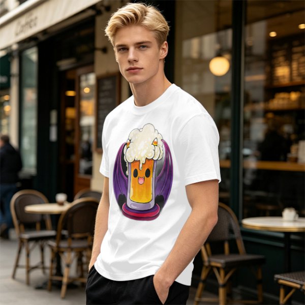 Halloween vampire beer graphic olive green casual t-shirt