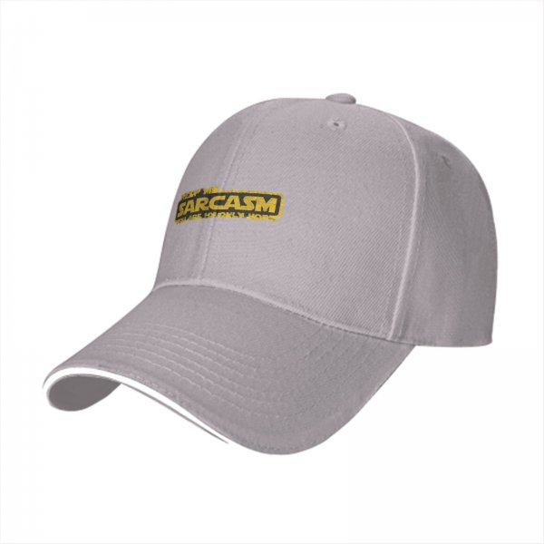 Black baseball cap with 'Help Me Sarcasm You Are My Only Hope' print