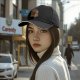 Black Baseball Cap with Vintage Themed Graphic Print