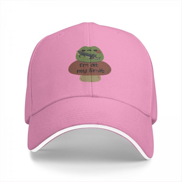 Black baseball cap with frog holding knife and 'I'm at my limit' print
