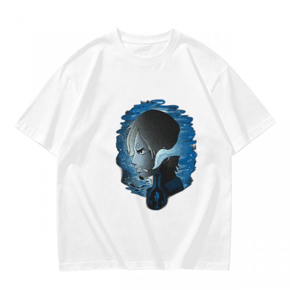 Olive T-Shirt With Anime Character Profile In Blue Cosmic Print