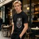Olive T-shirt with Gothic Anime Character Group Graphic Print
