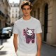 Olive T-Shirt with Skull Cat Ice Cream Graphic Print