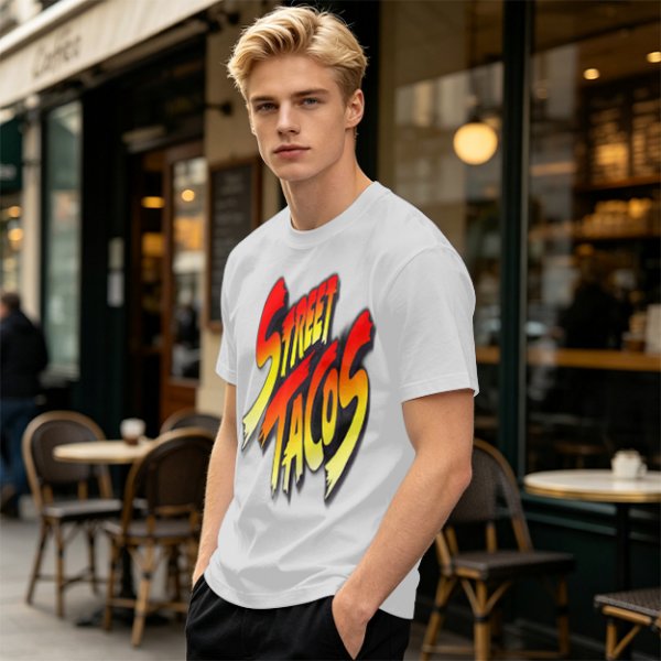Olive Green T-Shirt With Street Tacos Gradient Graphic Print