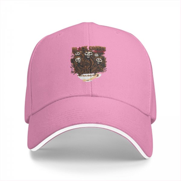 Black Coffee Skull Graphic Black Baseball Cap