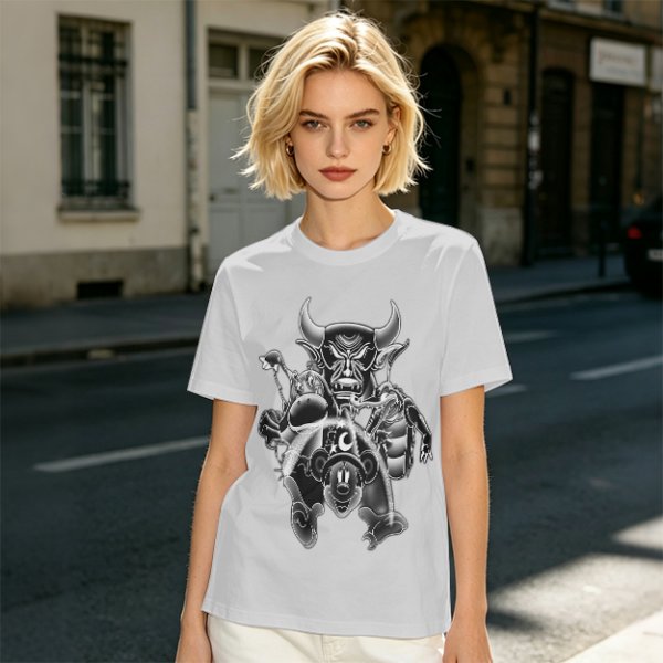 Olive T-Shirt with Sorcerer Mickey and Fantasia Villains Graphic