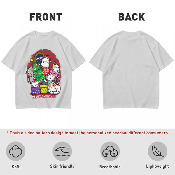 Meowy Christmas Cat Holiday Graphic T-Shirt