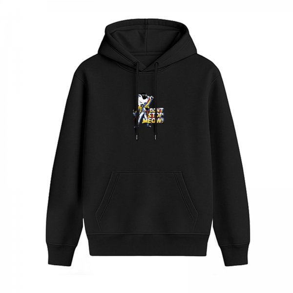 Black Hoodie With Don't Stop Meow Cat Music Print Design