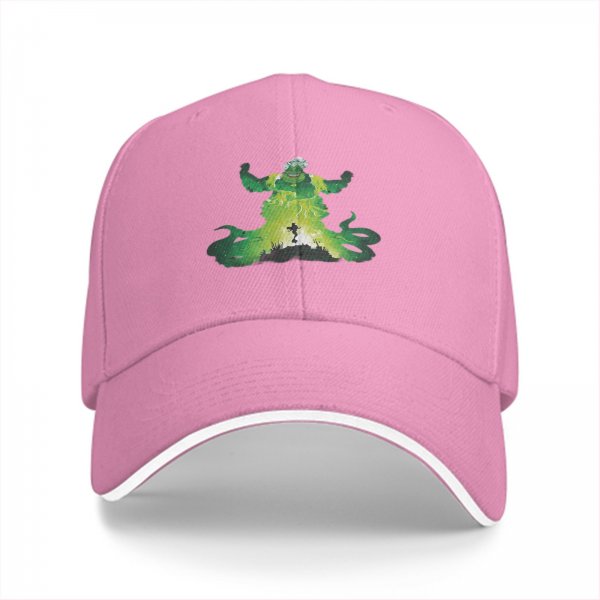 Black baseball cap with green ghostly villain silhouette graphic