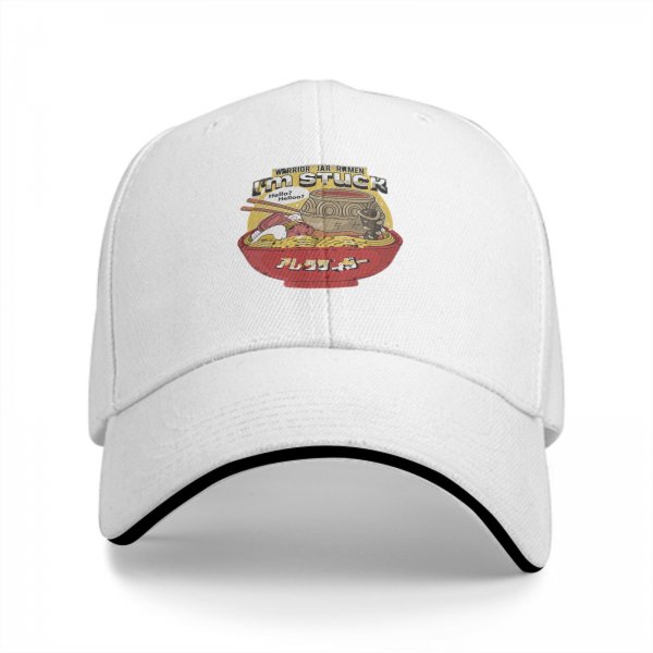 Black Baseball Cap With Ramen Bowl Graphic And I'm Stuck Text