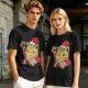 Olive Green T-Shirt With Waving Christmas Cat Graphic