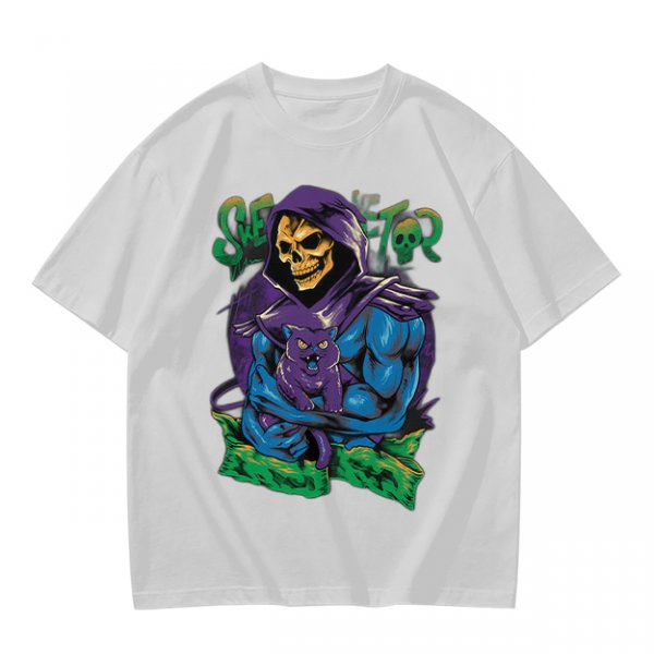 Olive T-shirt with Skeletor Holding Panthor Graphic Print