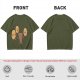 Olive T-Shirt With Cartoon Pineapples And Brown Character Graphic