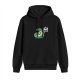 Black hoodie with cartoon snake holding free hugs sign
