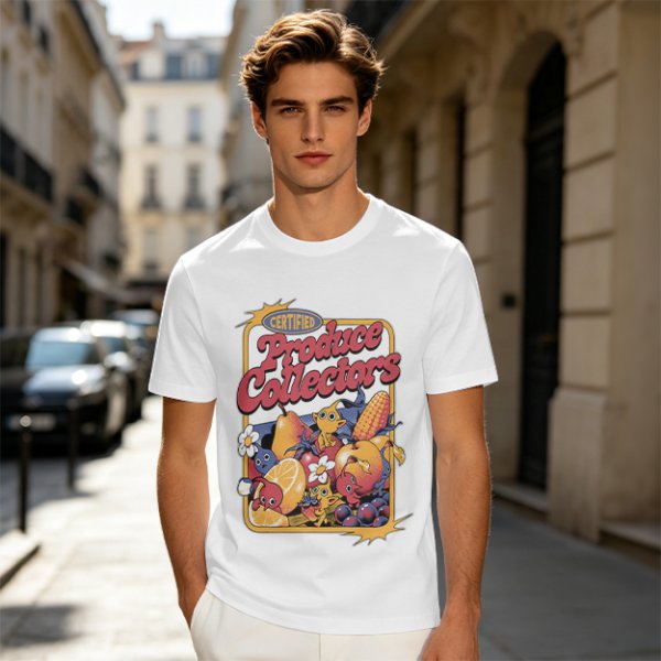 Certified Produce Collectors Graphic T-Shirt with Fruit and Creatures