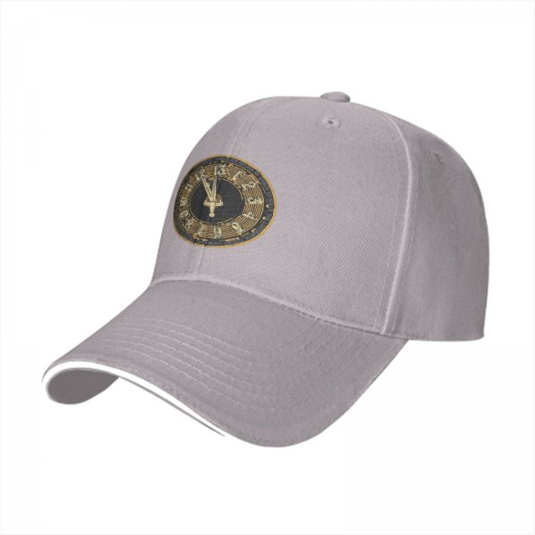 Black baseball cap with vintage clock face graphic
