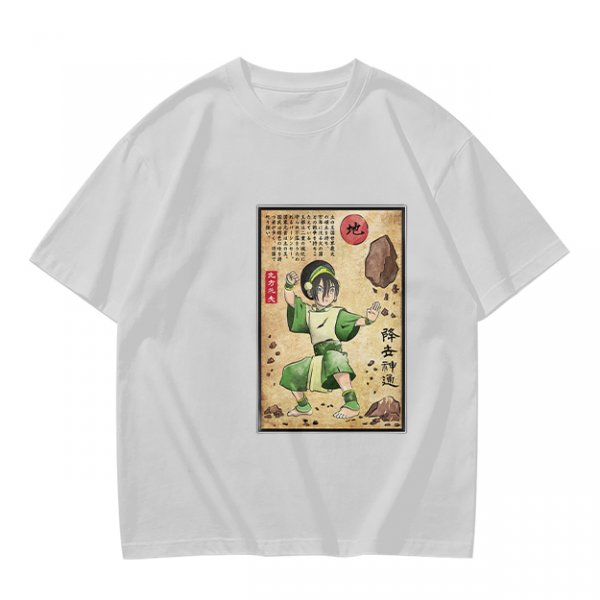 Olive T-shirt with Earthbender Character Vintage Art Print