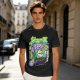 Olive T-shirt with spooky juice box graphic and playful skull art
