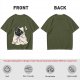 Olive T-shirt with Cute Black Cat Wrapped in Blanket Graphic