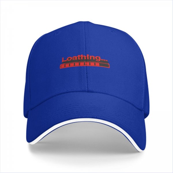 Black baseball cap with red 'Loathing...' loading bar graphic