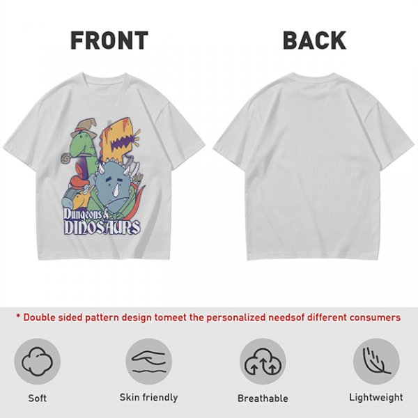 Olive Dungeons & Dinosaurs Graphic T-Shirt with Fantasy Dinosaur Art