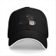Black baseball cap with grumpy coffee cup graphic design