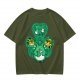 Olive Green T-Shirt With Studio Ghibli Clover Graphic Print
