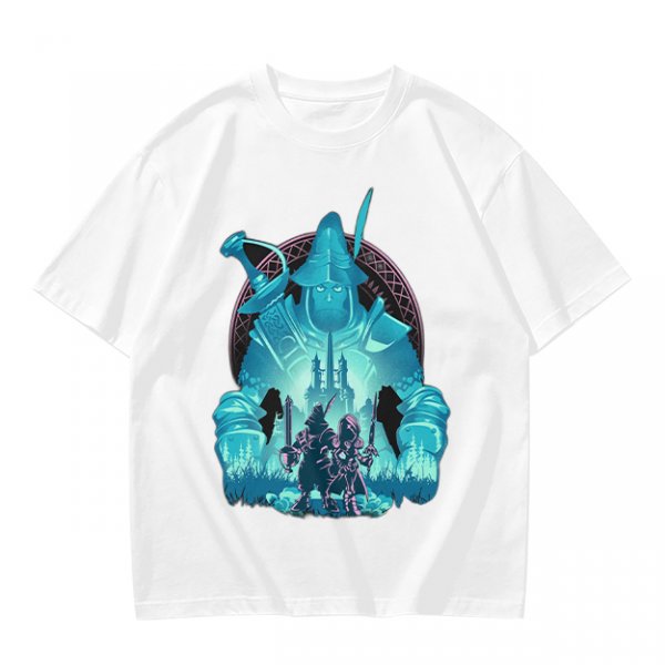Fantasy warrior ghost print olive green graphic t-shirt