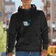Black Hoodie with Cute Cat Using Laptop Graphic
