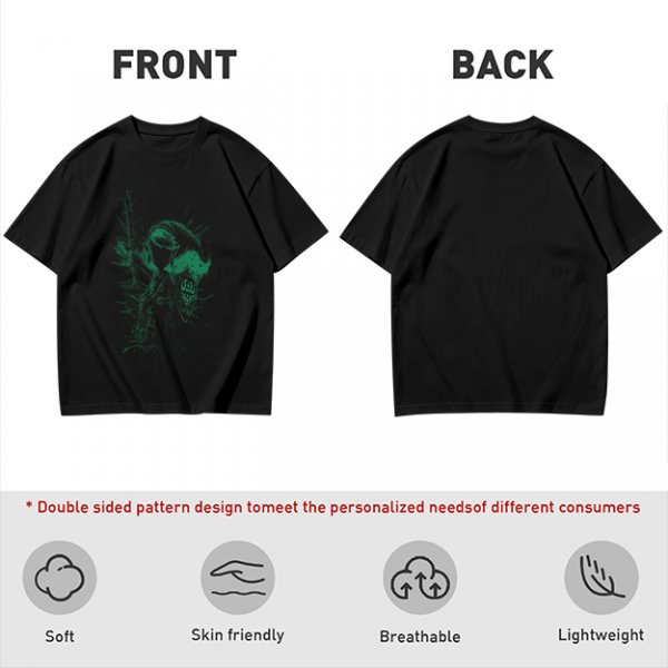 Olive Green T-Shirt With Legendary Hero Ink Splatter Art